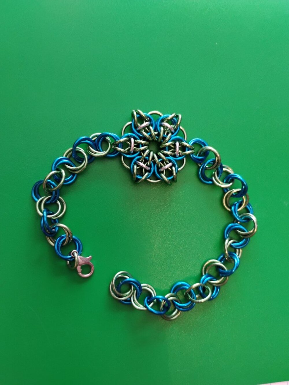 Blue, Green, & Silver Celtic Visions bracelet - Picture 7 of 10